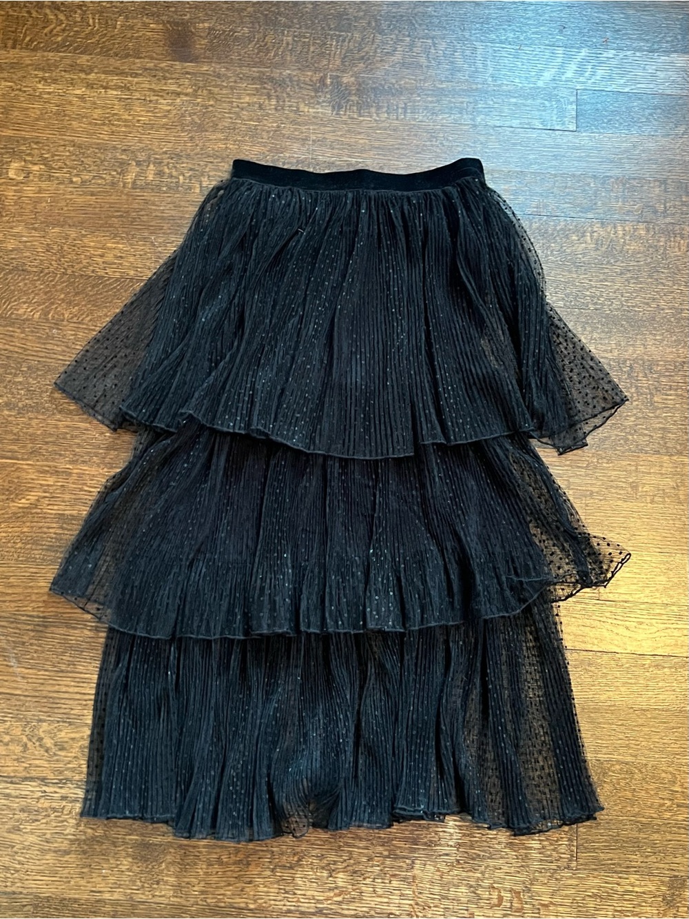 Zara black layered pull on lined skirt  size small